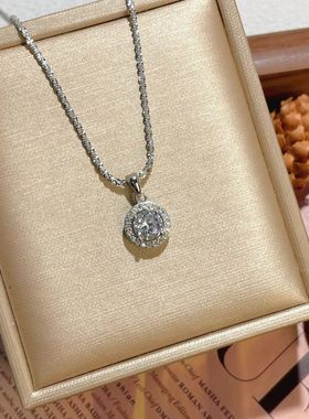 s925纯银首饰欧美风波光粼粼圆包锆石项链时尚百搭高级感锁骨链女