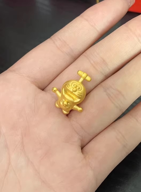黄金包银首饰品竹蜻蜓哆啦A梦黄金色吊坠机器猫卡通猫项链送女友