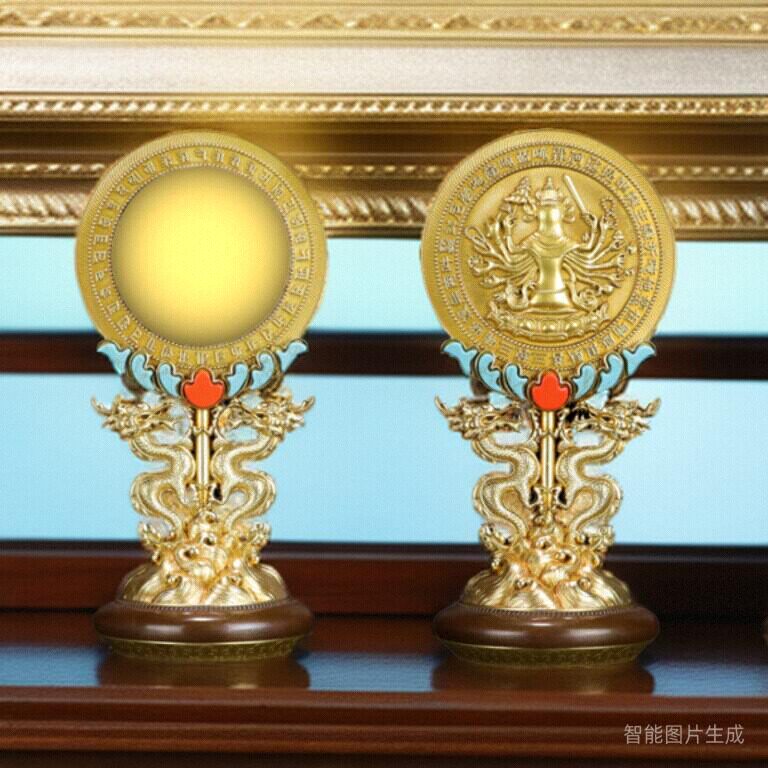 藏密坊 慧宝准提镜B款纯铜准提菩萨镜坛随身桌面摆件民族用品
