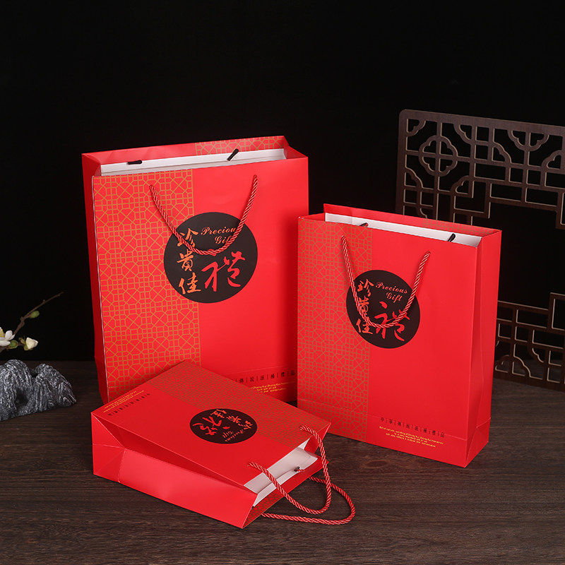 爆款喜庆中国风手提袋珍贵佳礼礼品袋燕窝袋子通用石斛滋补品礼袋