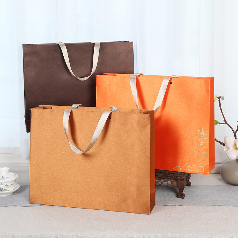 高档丝绸手提布袋茶叶伴手礼生日礼袋现货通用大号纯色礼品袋定制