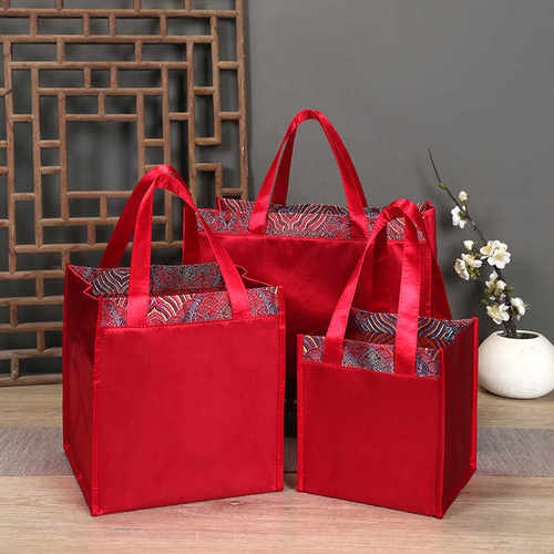 高级感国风中国红手提袋现货速发