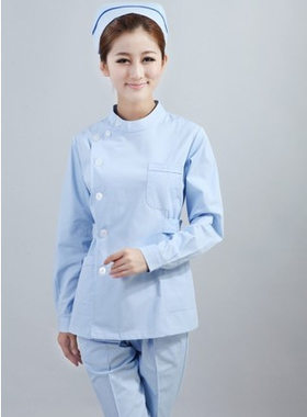 南丁格尔护士服分体长袖套装冬装白大褂美容服女 偏襟立领包邮