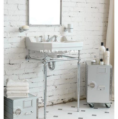 洗漱台盆套装陶瓷落地铜支架卫浴