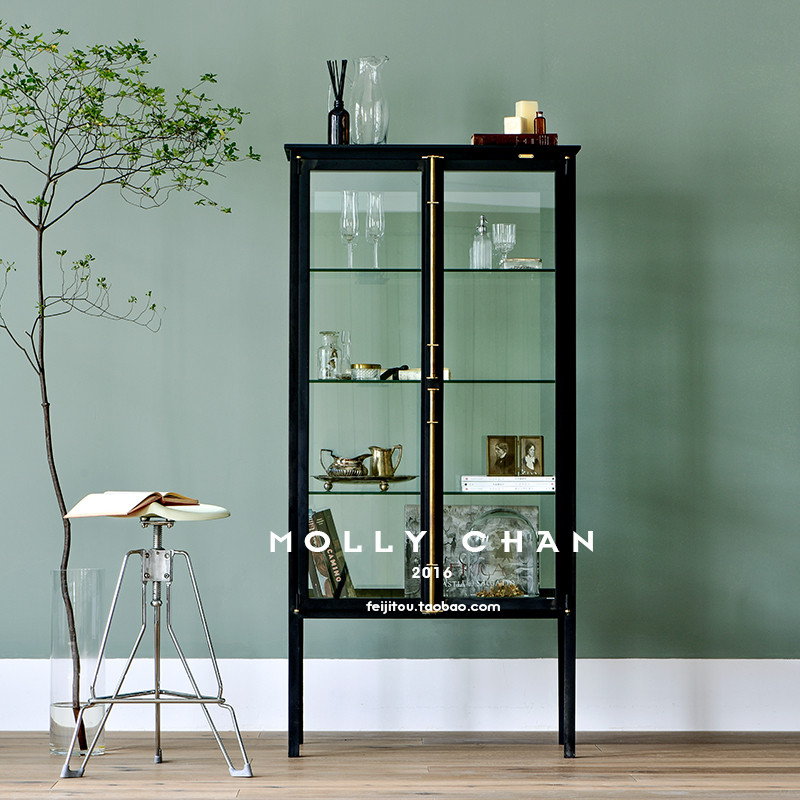 Molly chan定制经典玻璃展示柜金属陈列柜餐边柜收纳储物柜酒柜