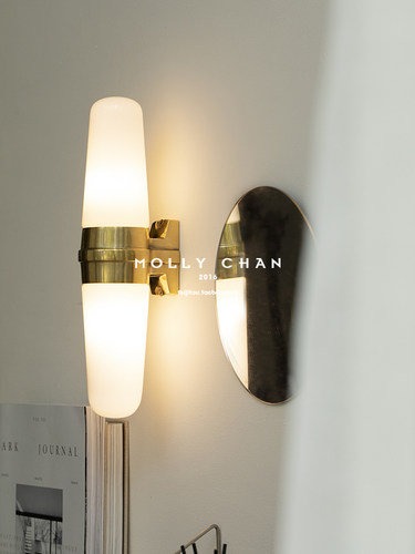 MOLLYCHAN复古黄铜客厅玻璃壁灯