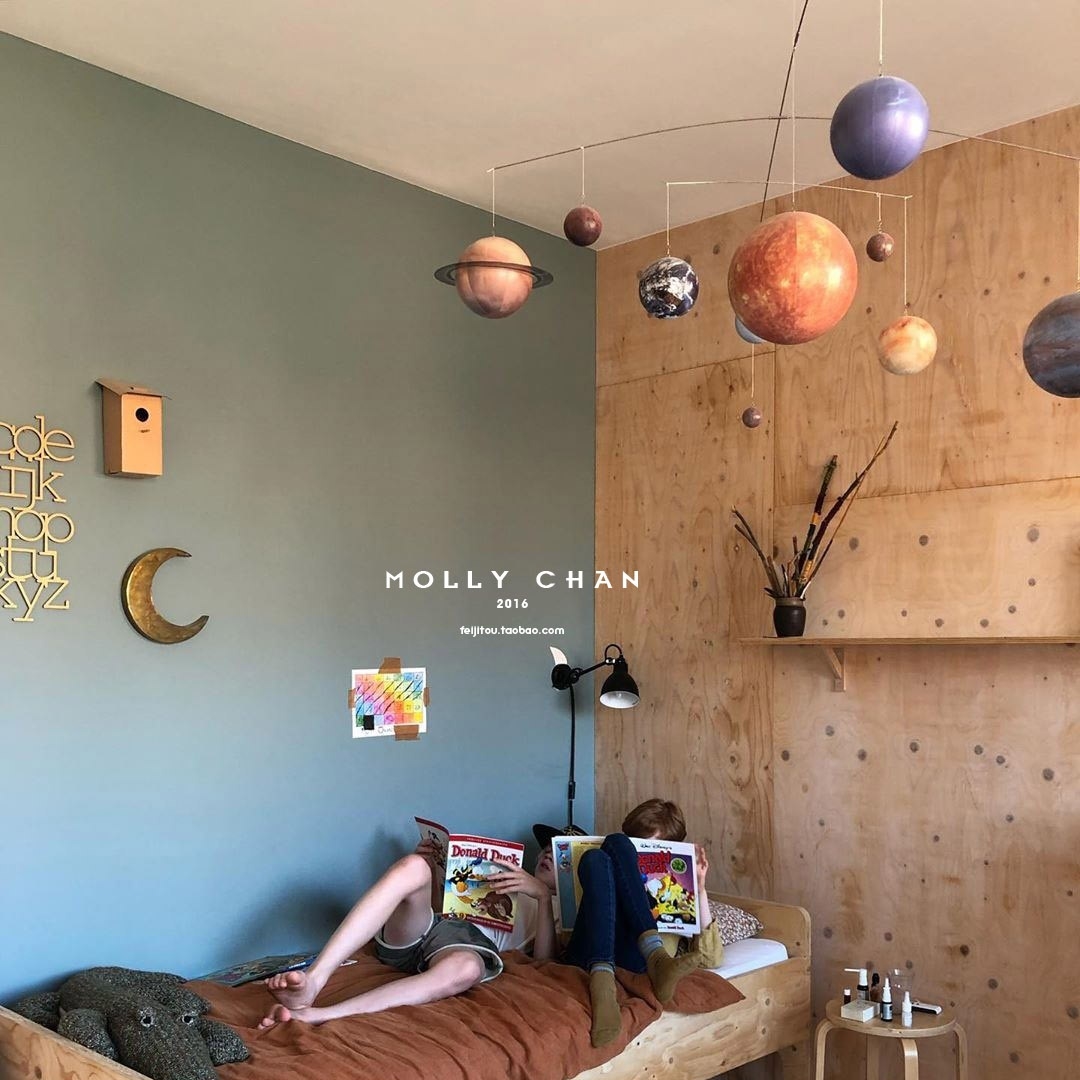 荷兰AM进口平衡摆设儿童房客厅卧室挂件装饰太阳系九大行星模型