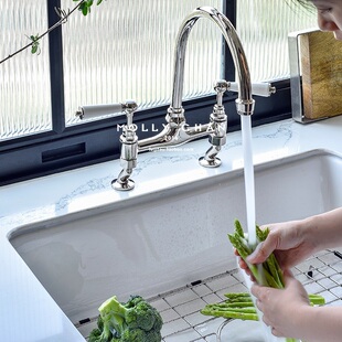 Molly全铜厨房水龙头冷热台盆水龙头面盆洗脸池龙头可旋转调节
