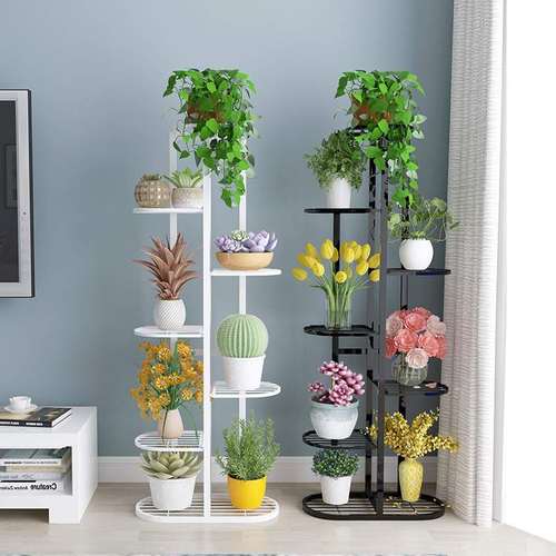 北欧家用落地式铁艺花架轻奢客厅阳台多层绿萝花盆展示架制做