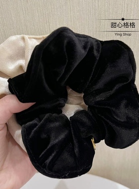 大号高端韩国进口真丝绒发圈黑色大肠圈秋冬复古法式气质头花发绳