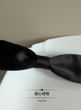高货～许我耀眼赵露思同款缎面黑色蝴蝶结发夹大号缎面后脑勺发饰