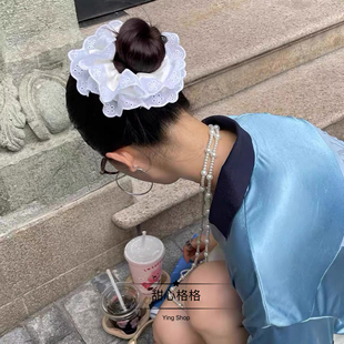 四层～大朵赵露思同款发圈大号花边发圈超仙气质芭蕾风头饰扎头发