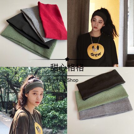 Ying.韩国束发带宽边纯棉针织洗脸发带欧美街头外出运动头巾发饰
