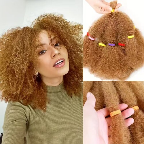 跨境非洲女小卷假发蓬松爆炸头接发AFRO kinky bulk Spring water