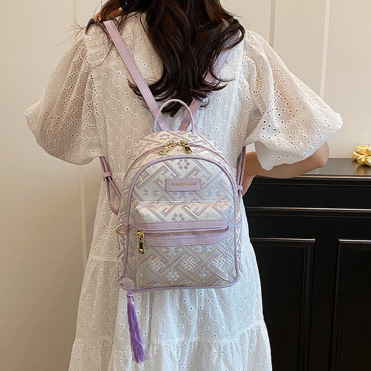 新款时尚双肩包女布包百搭高级感高颜值小清新爆款旅游轻便小背包