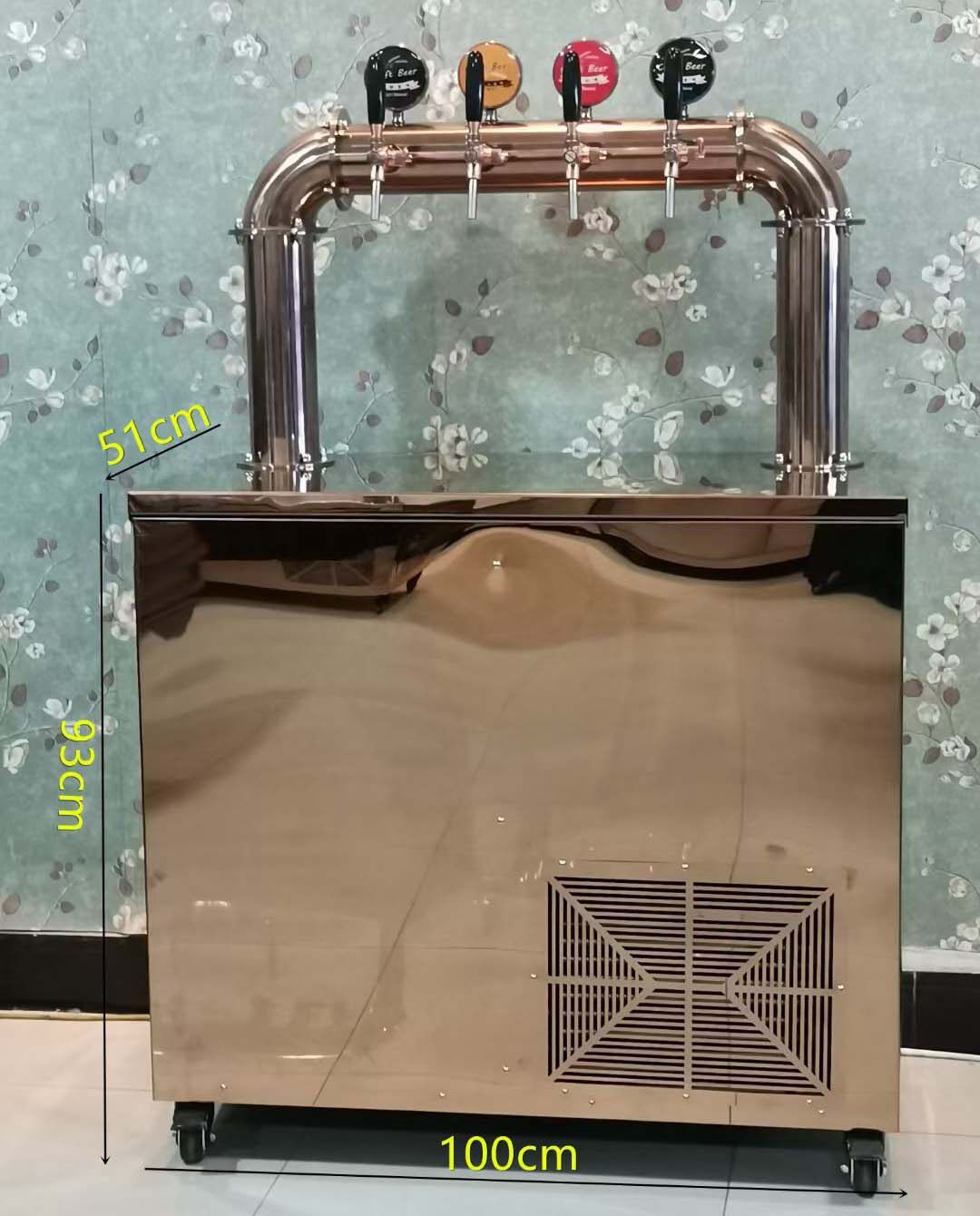 玫瑰金4路水冷一体式精酿啤酒机4头吧台机制冷快容量大
