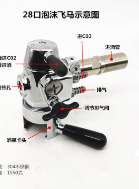 WINTAP成套飞马套装等压罐装龙头泡沫飞马消泡打酒器扎啤机消泡