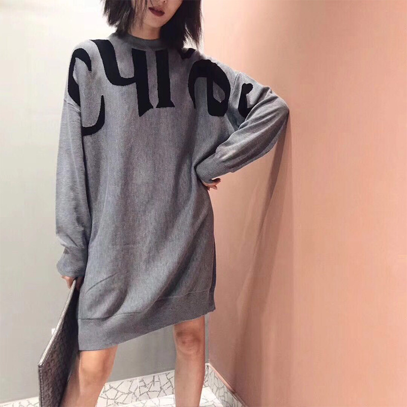 潮牌针织衫女新品2019冬季港味长袖宽松上衣毛衣套头中长款