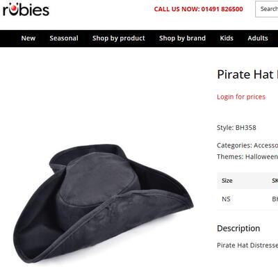 海盗帽子和背心套装Hat+Vest