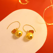 要响 招财纳福铃铛好运耳环 金色新年礼物 黄金万两 铃铛一响