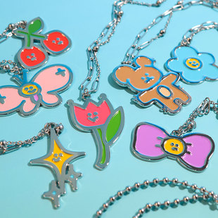 多巴胺穿搭项链女2025新款潮可爱叠戴双层毛衣链穿搭小众设计感