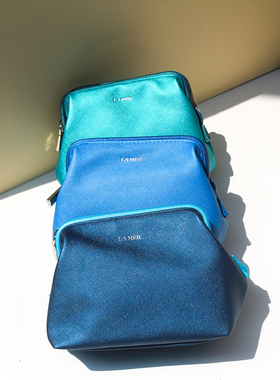 LA MER 海蓝之谜化妆包深蓝色绿色洗漱包 旅行包 pu包收纳袋