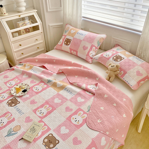 定制双面纯棉床盖三件套水洗全棉榻榻米垫加厚夹棉床单炕单绗缝垫