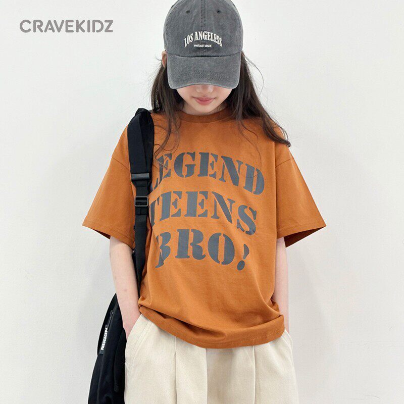 韩国女大童童装夏季短袖t恤女孩2026新款初中生运动上衣休闲体恤