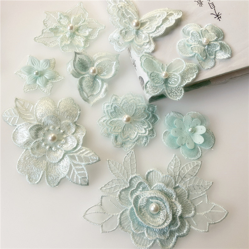 包邮欧根纱立体钉珠DIY花边衣帽