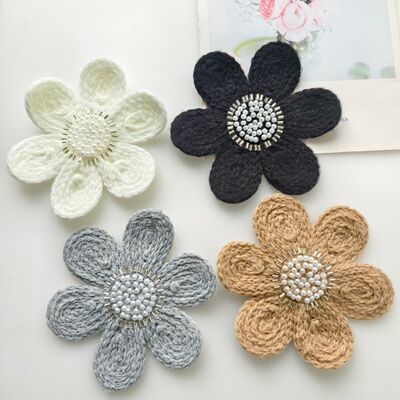 机器绣毛线针织花朵服装辅料