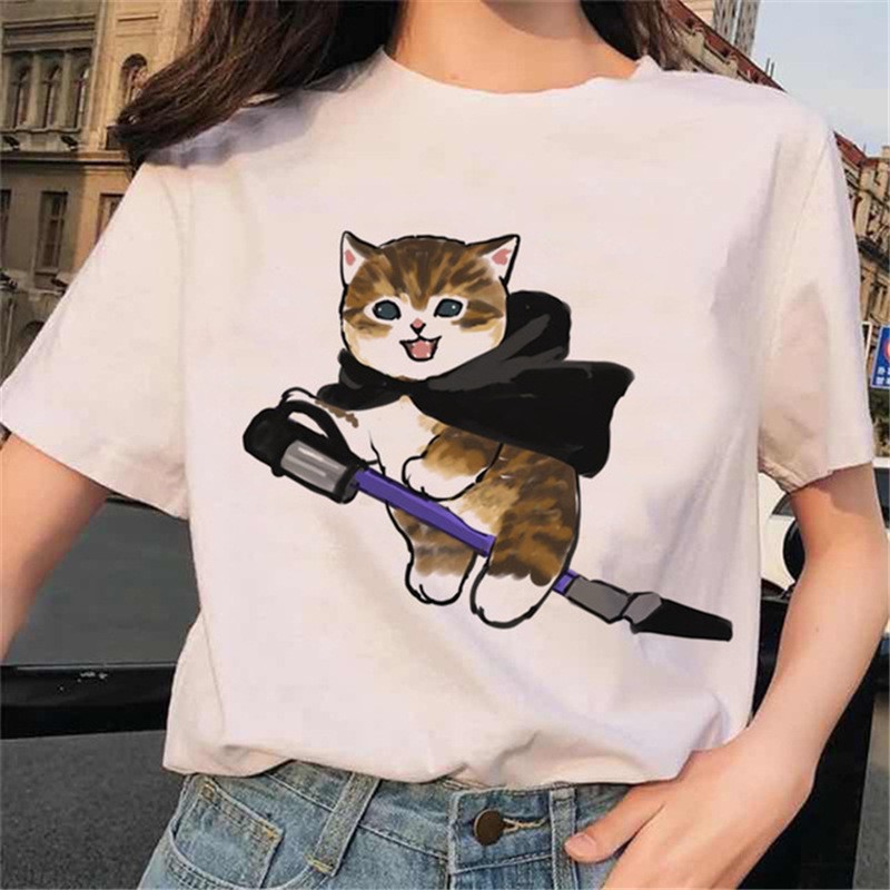 cute cat T shirt可爱小猫显瘦大码休闲女装百搭性感短袖女款上衣