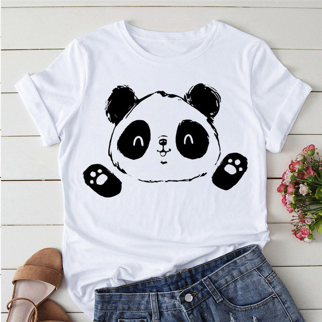 cute panda women tshirt夏季卡通可爱熊猫显瘦个性时尚女t恤短袖