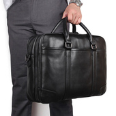 手工真皮手包男商务公文包头层牛皮简约防水通勤手提包时尚 单肩包