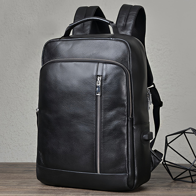 大容量真皮男士双肩包通勤电脑包