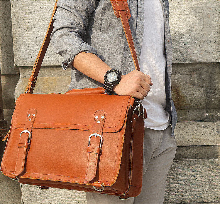 手工真皮大容量商务公文包头层牛皮手提包男单肩双肩多用包电脑包