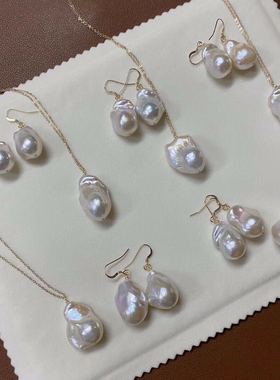 天然耳环纯手工制作巴洛克珍珠