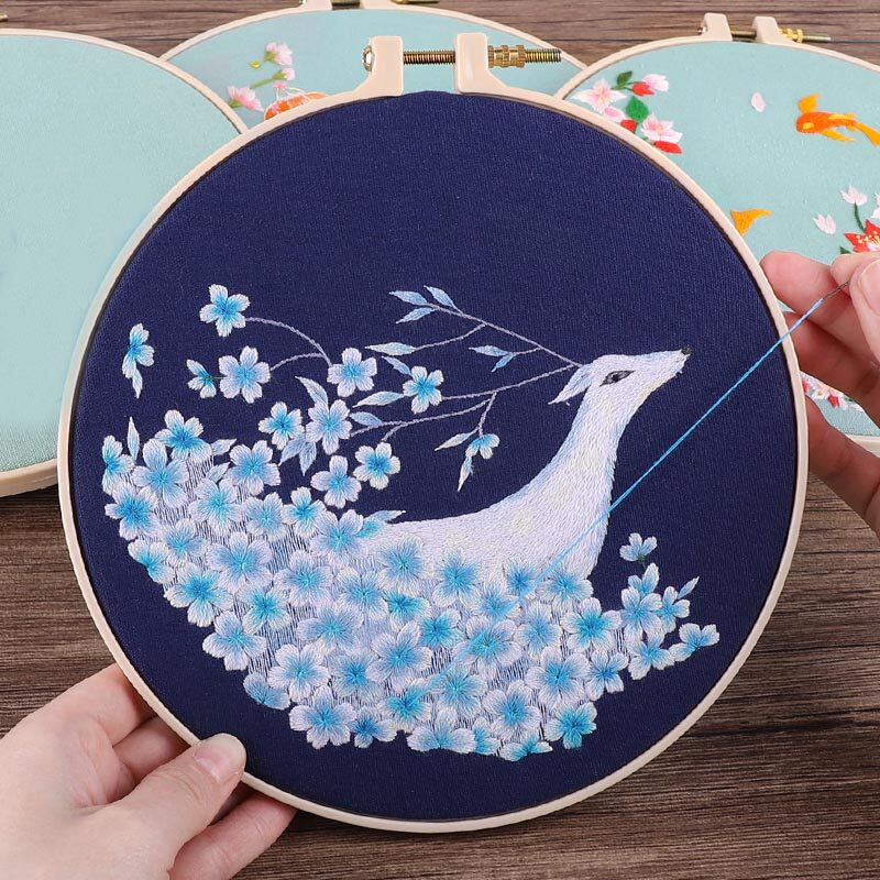 刺绣diy手工制作材料包绣品初学者绣苏绣丝带绣古风团扇绣花自绣_虎窝淘