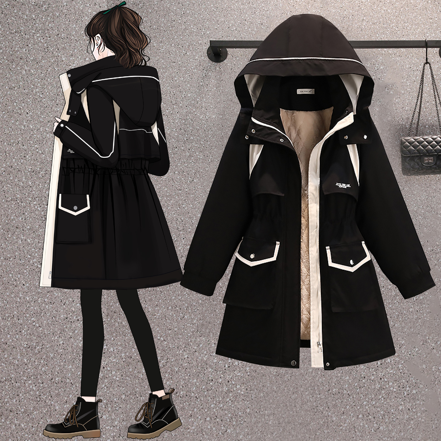 胖MM大码工装棉服2025年新款宽松显瘦加厚帅气派克棉衣女200斤冬