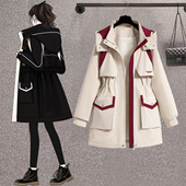 2026春秋新款 胖MM大码 女装 帅气港风宽松减龄显瘦连帽派克风衣外套