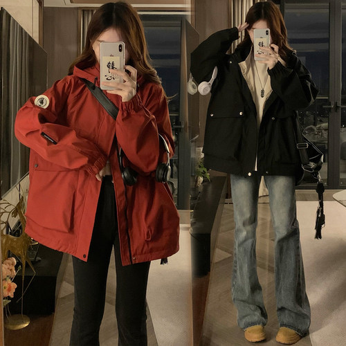 胖MM大码女装2025年春秋新款帅气宽松减龄显瘦连帽山本风风衣外套