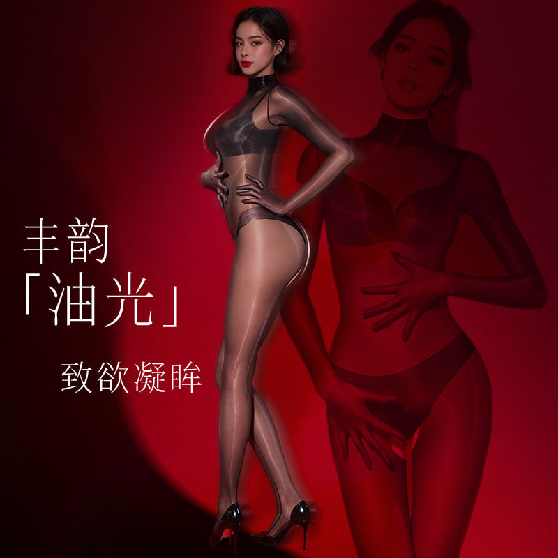 新款涞丝蝉翼连体衣带手指高密丝滑全身包裹连身袜方便款束缚丝袜