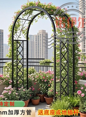 新款铁艺拱门花架爬藤架园艺拱门户外庭院花园公园月季支架欧式门