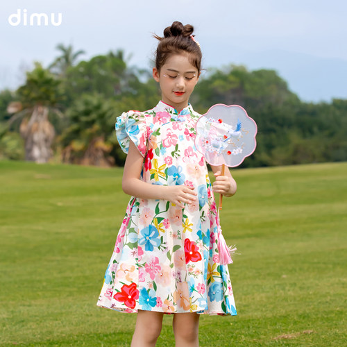 女童2026夏季新款纯棉旗袍连衣裙