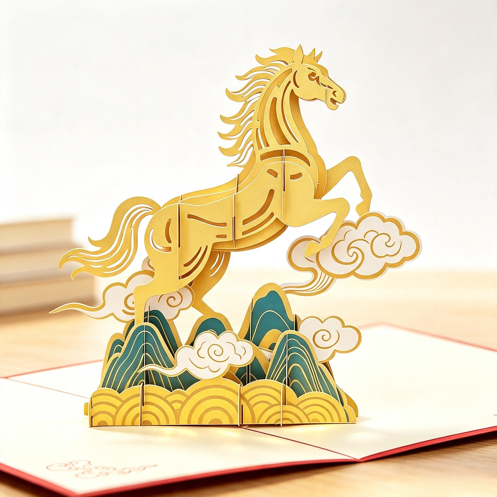 一马当先立体贺卡感恩教师节创意3D卡片中国风新款开学季礼物祝福