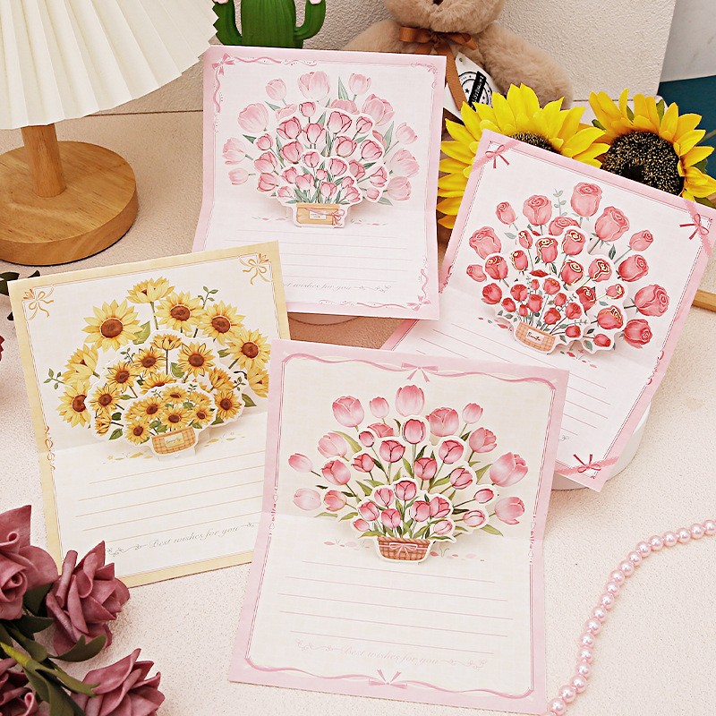 DIY半成品花卉简单手工立体花贺卡感恩节祝福卡片材料包简约新年