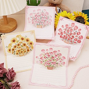 DIY半成品花卉简单手工立体花贺卡感恩节祝福卡片材料包简约新年