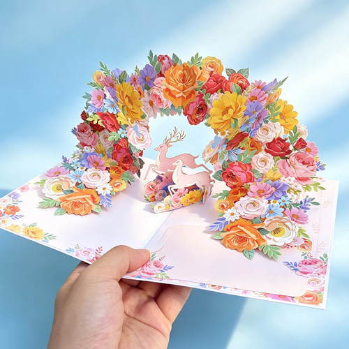 一鹿同行3D立体贺卡教师节送老师开学礼物创意生日少女心新款卡片