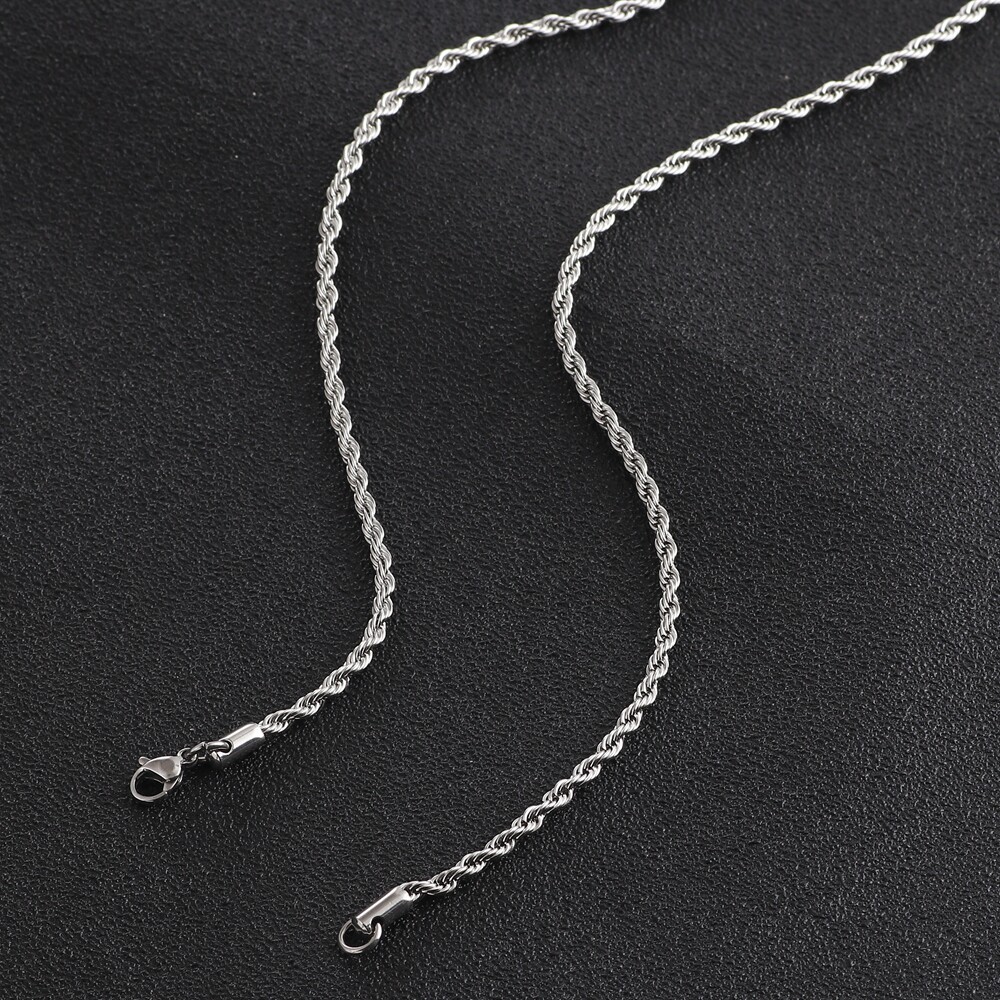 时尚男士嘻哈金属个性龙骨项坠颈配链麻花链女钛钢项链单链子饰品