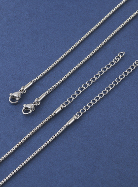 不锈钢盒子链男女保色防过敏项链