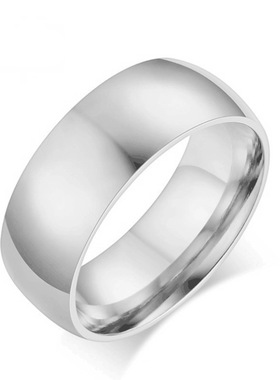 时尚简约钛钢戒指男8mm光面不锈钢戒指 韩版个性素面情侣对戒饰品